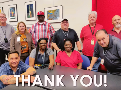 School Board Vice Chair Debra Hixon pictured with custodians 